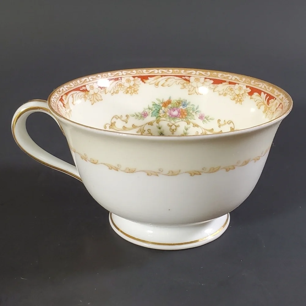 Noritake Floral Footed Tea Cup Made in Occupied Japan Vintage Porcelain